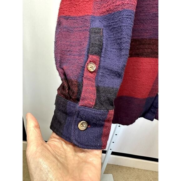 MARINE LAYER Women's Riley Plaid Flannel Overshirt Red/Blue Size Extra Large - Picture 5 of 11